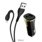 Dual USB Car Charger with 8 Pin Charging Cable