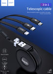 U50 3-in-1 retractable charging cable – Black