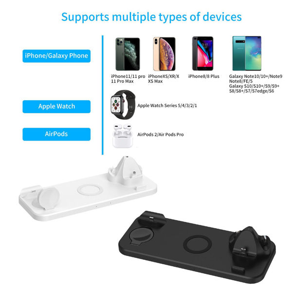 Picture of 6 In 1 Wireless Charger Pad Qi Induction Fast Charging Holder for Apple Watch 5 4 3 2 1 For Airpods Pro IPhone 11 XS XR X 8 7 6