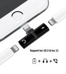 Picture of 2-In-1 Lightning Earphone And Charger Connector With Pouch Black/Silver